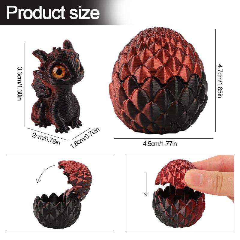 3D Printing Dragon Eggs with Mini Dragon Statue Ornaments for Kids Birthday Party Favors Goodie Pinata Filler Christmas Toy Gift