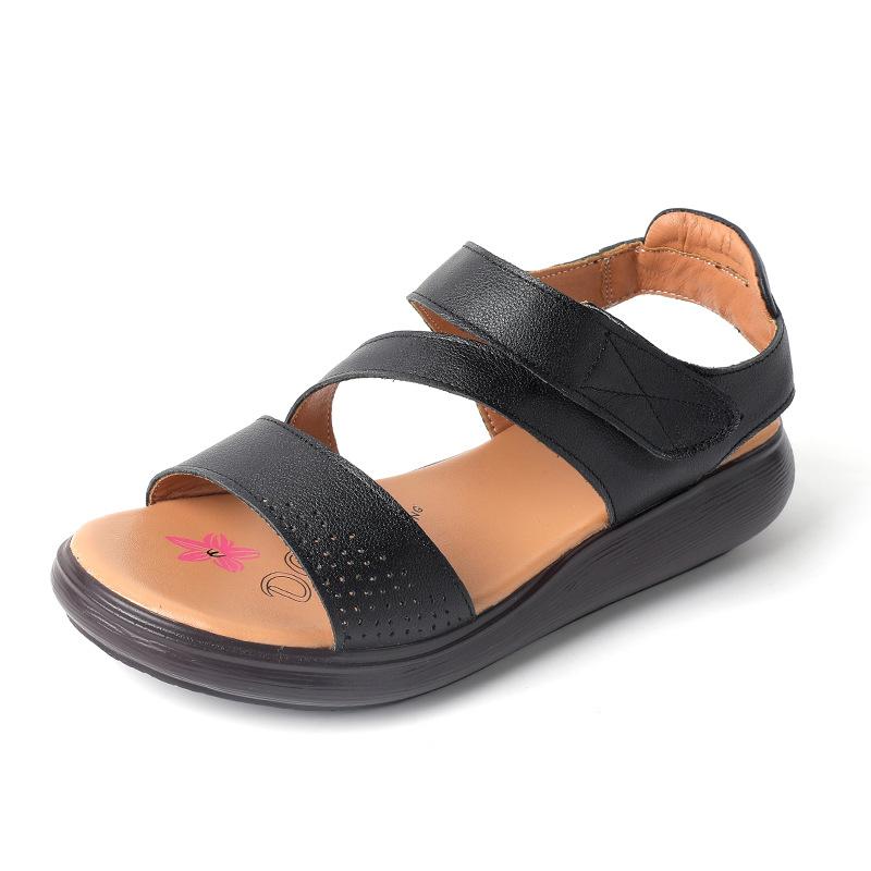 Fashion GKTINOO Women's Sandals Genuine Leather Platform Sandal 2025 Summer Thick Sole Flat Heels Ladies Sandal Summer Shoes For Women