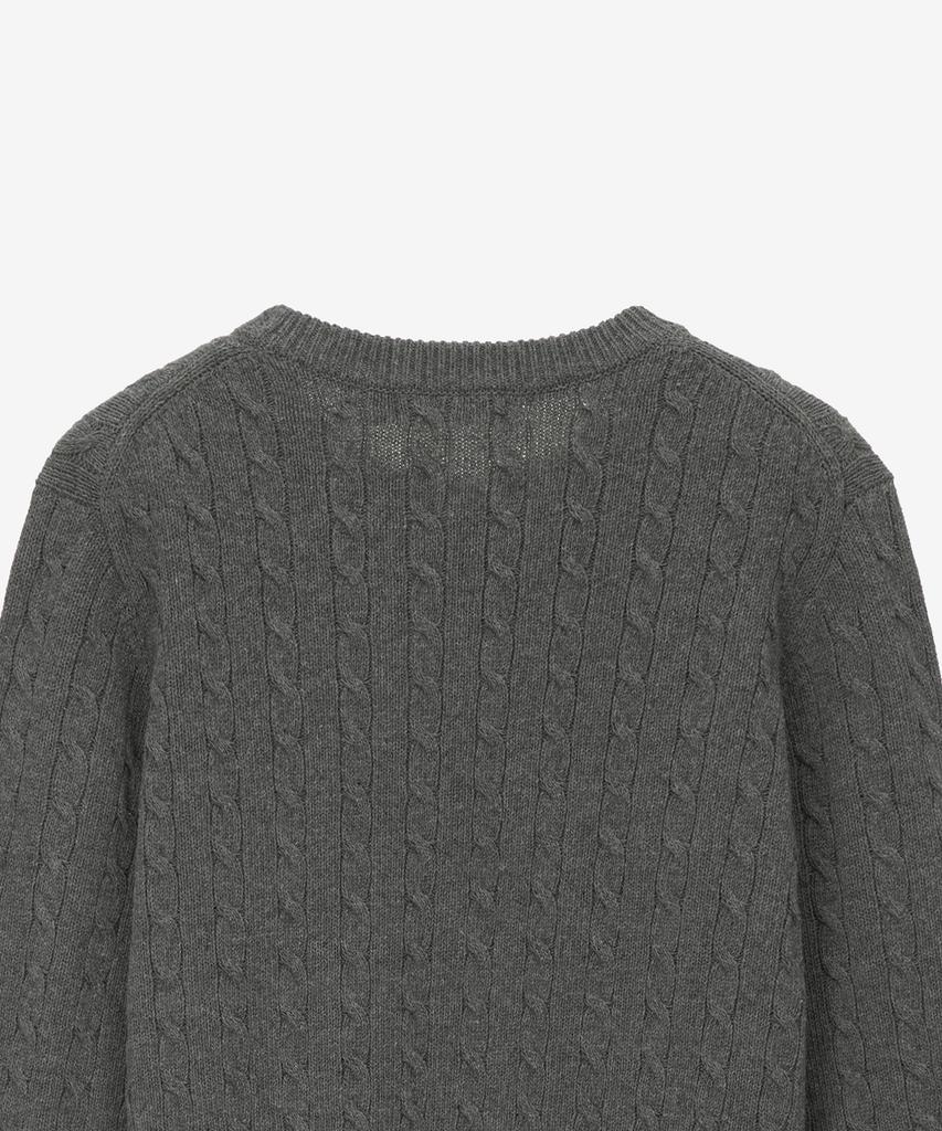 BASIC HOUSE Women'S Cable Round Neck Crop Knit Grey Lykt7201
