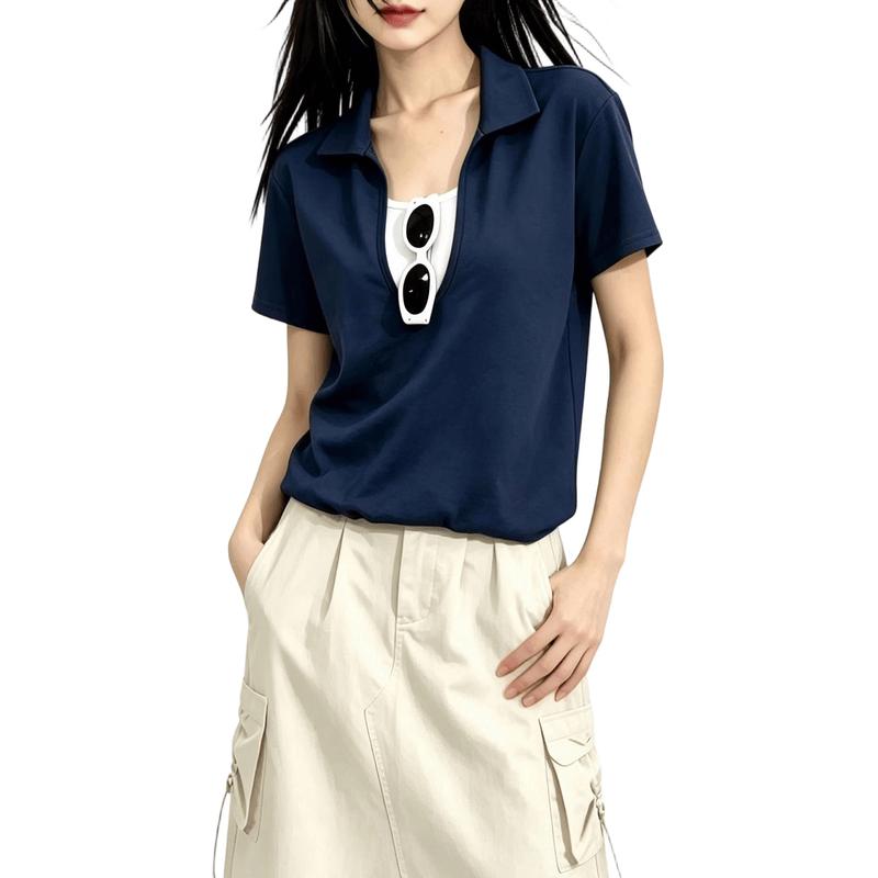 La Chapelle Women s Color-Block Faux Two-Piece T-Shirt XL