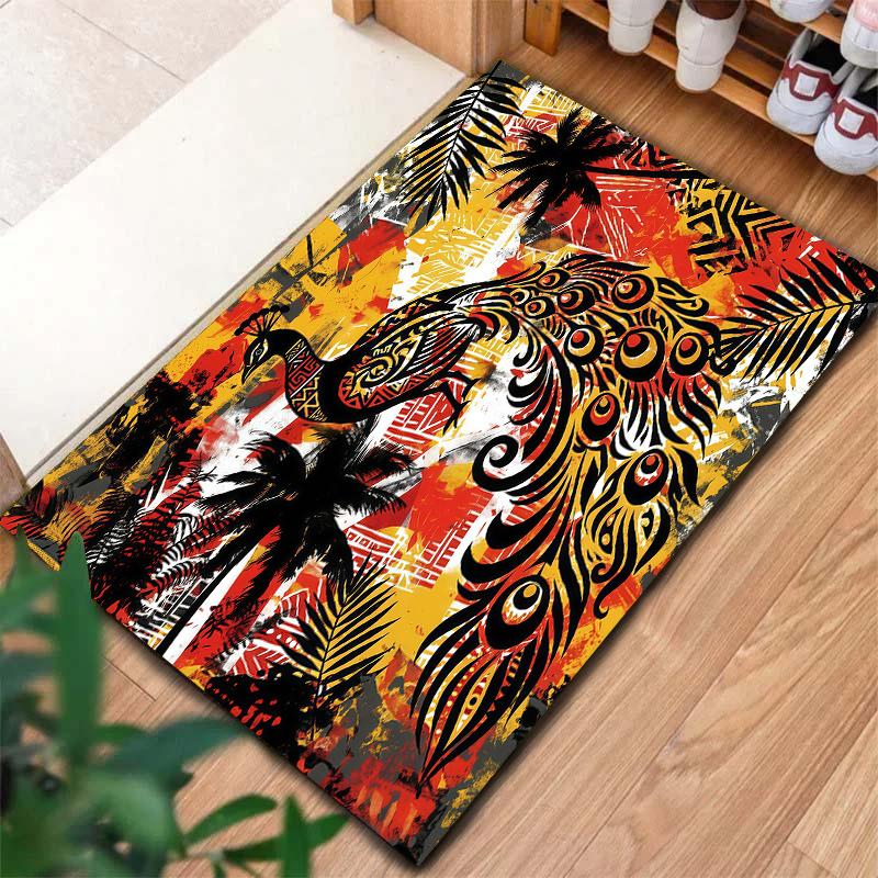 Orange Retro Animal Pattern Square Carpet,Area Rug,Carpet Rug for Living Room Bedroom Sofa Playroom Decor,Non-slip Floor Mat,Holiday Birthday Gifts 60cmx90cm