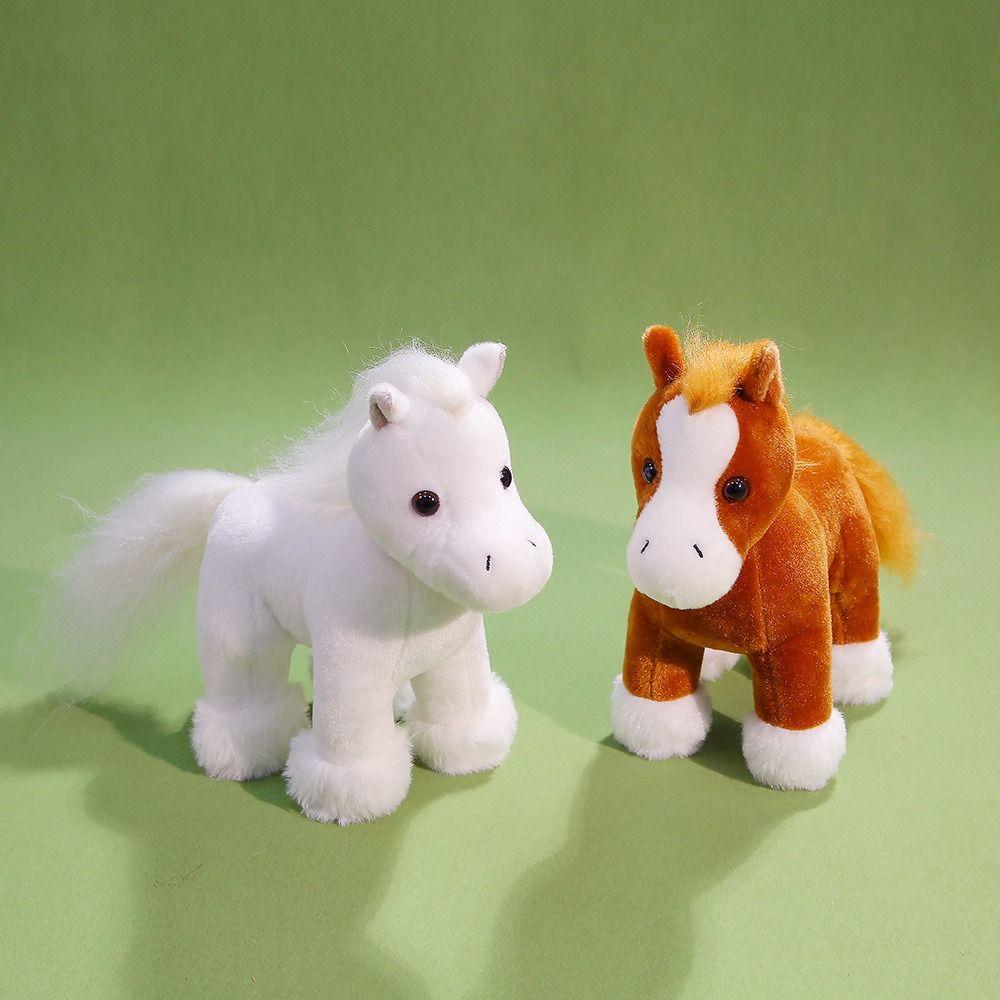 PP Cotton Fine Horse Plush Toy Fluffy Long Hair Horse Stuffed Doll New Year