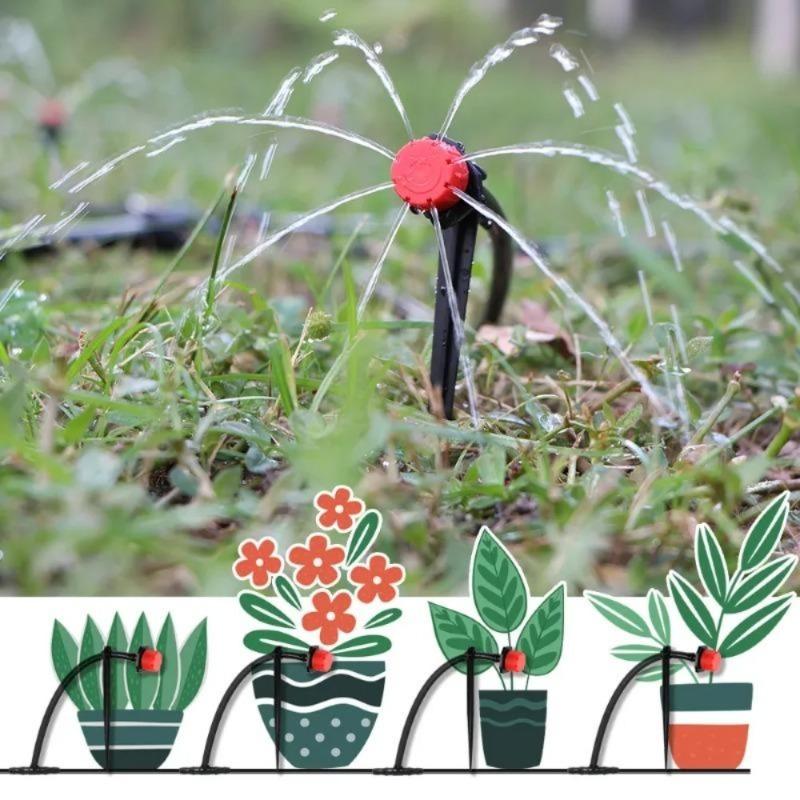 20/40/80/100/200Pcs Adjustable Irrigation Drippers Sprinklers 1/4'' Emitter Dripper Drip Micro Spray Rotating Nozzle for Watering System