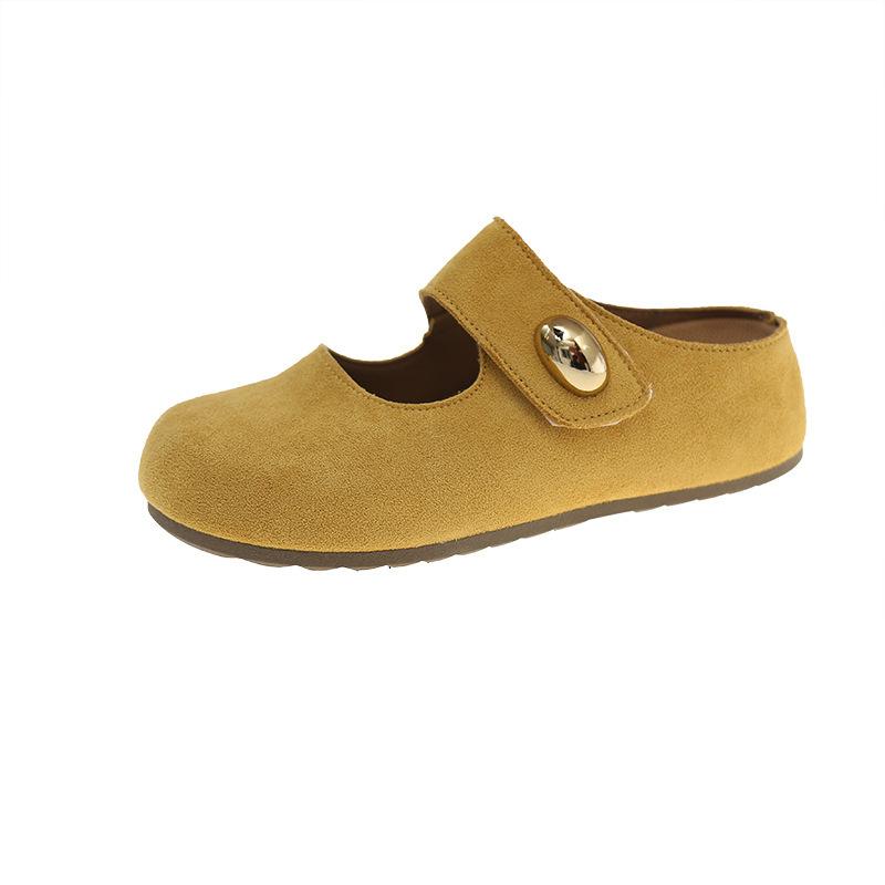 Slippers women's summer wear new flat-bottomed bag head half slippers one-pedal lazy shoes soft-soled slippers