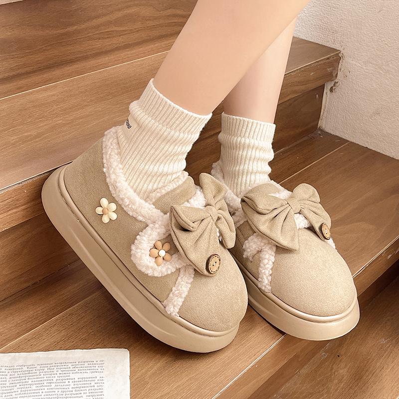 Fashion Cute Snow Boots for Women in Winter Waterproof Thick-soled Warm Cotton Shoes Short Boots Home Shoes Home Slippers