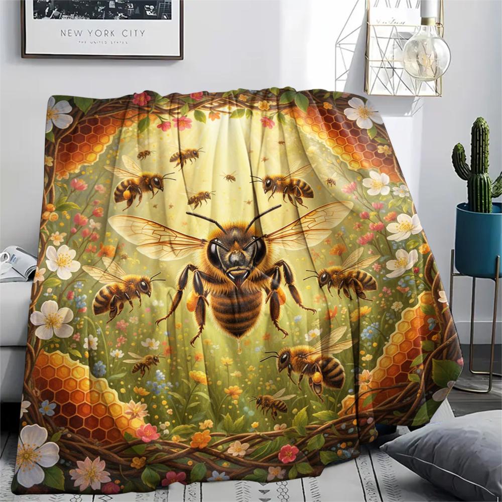 1Pc Cartoon Print Flannel Blanket, High Quality Comfortable for All Seasons, Home Decor, Warmth and Comfort, Perfect for Christmas Birthday Gift