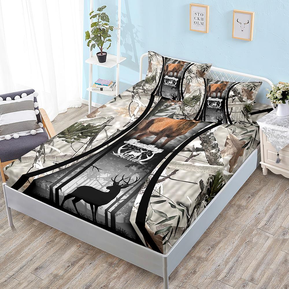 Animal Deer Kit, Mattress, Three-Piece Set, Bedspread, Pillowcase, Mattress Protective Cover, Bed Sheet All-Inclusive, Elastic
