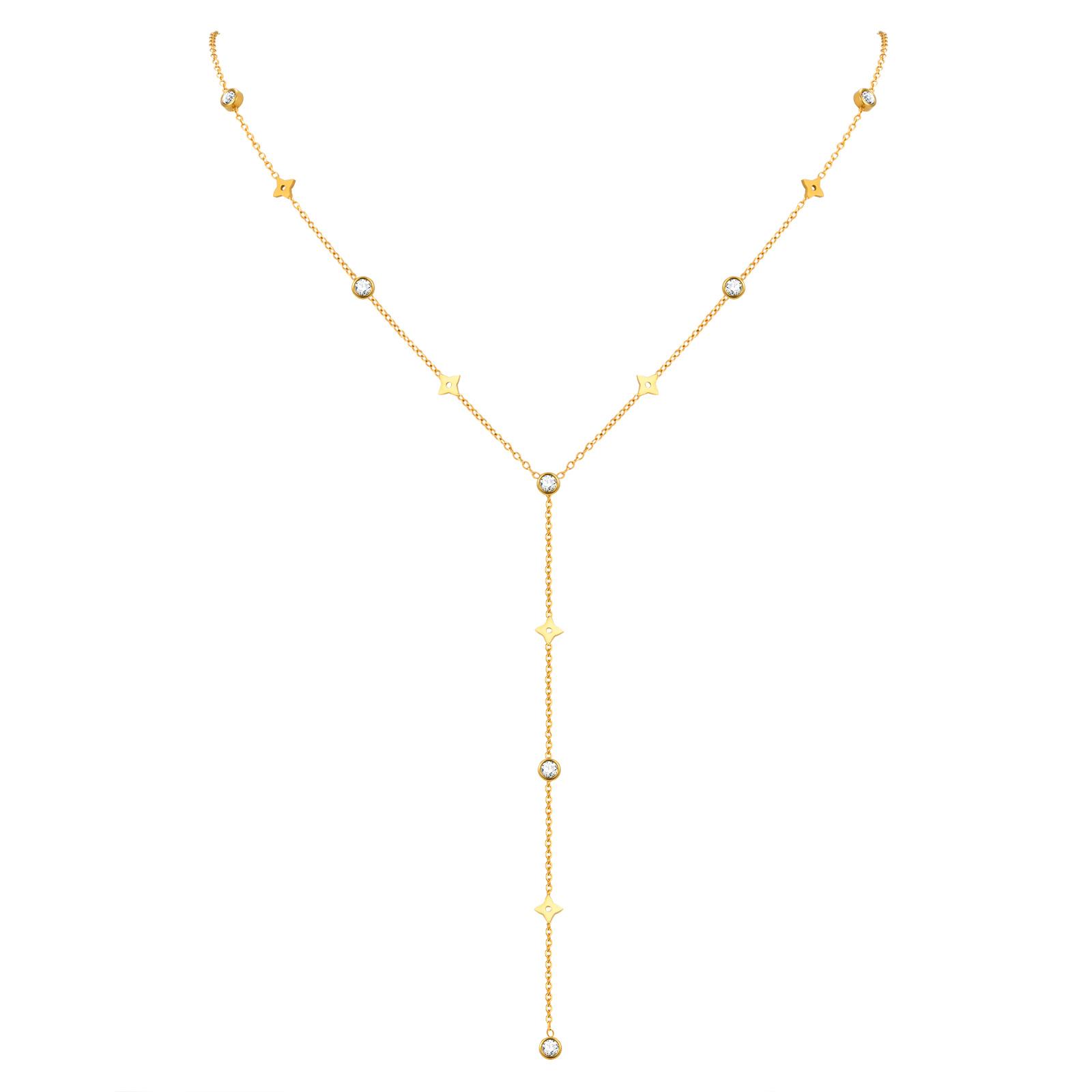 

Vnox Light Luxury Stainless Steel Zircon Necklaces For Women Elegant Small Cross Heart Bow Star Choker Long Chain Jewelry