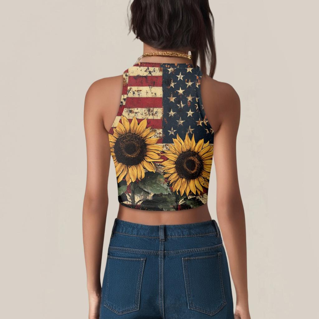 Women's Fashion Independence Day Print Sleeveless Base Tank Top
