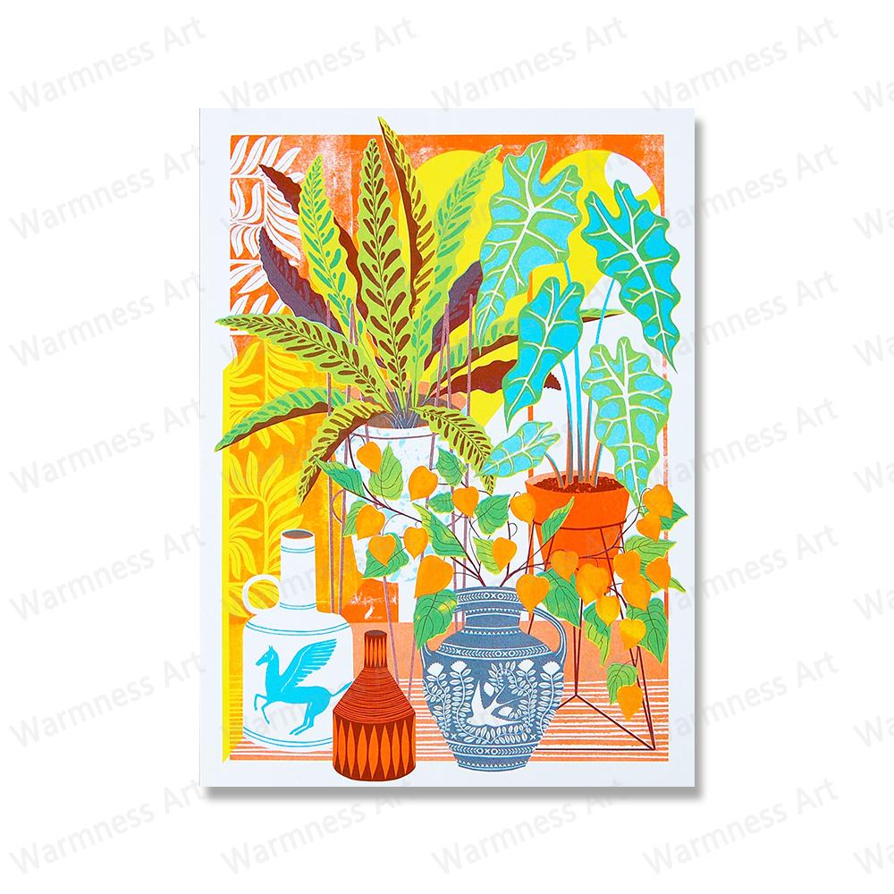 House Plants Painting Botanical Art Posters Wall Art Canvas Prints Vegetable Wall Pictures for Living Room Bathroom Home Decor No Frame