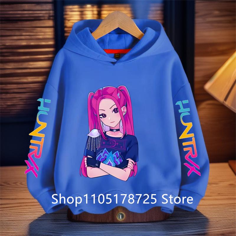 New KPop Demon Hunter Cartoon Girls Boys Hoodies Children's Korean Wave Print Fashion Casual Tops Casual Girls Clothing Warm