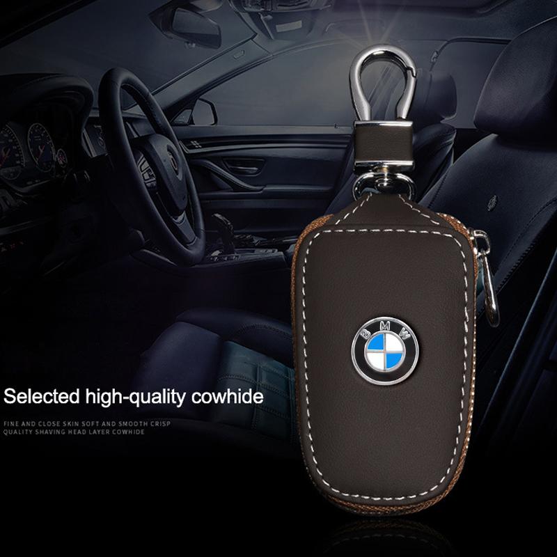 AABS1 Metal Logo Leather Key Case Secure Waist Hanging Car Key Storage For BMW Performance F30 F20 F10 F40 E92 E91 G20 G30 G06 G07 G11