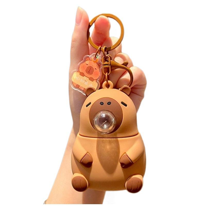 9.5cm Internet-famous Capybara Blowing Bubbles Keychain - Cute Water Vole Pendant for Car and Bag, Delicate Small Gift