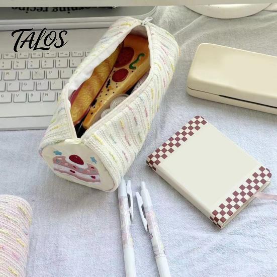 Étui de rangement pour stylos multiples Étui à crayons Gâteau aux fraises roulé, Pochette cylindrique de grande capacité, Mignon sac à papeterie pour filles et garçons, Cadeau scolaire pour enfants