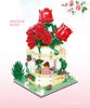 Creative Flower Shop Street View Mini Block Rose Orchid Plum Cherry Blossoms Narcissus Lily Florist Building Brick Figures Toys