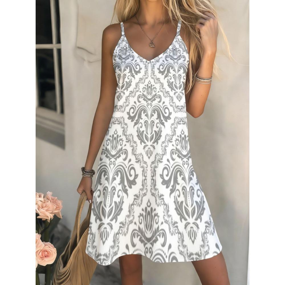Elegant Spring and Summer New Printed Women's Camisole Dress