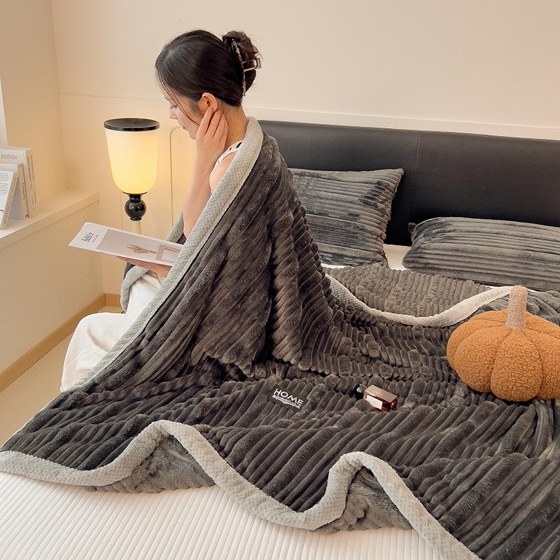 Class A Thickened Flannel & Milk Velvet Blanket - Coral Fleece Nap/AC Cover