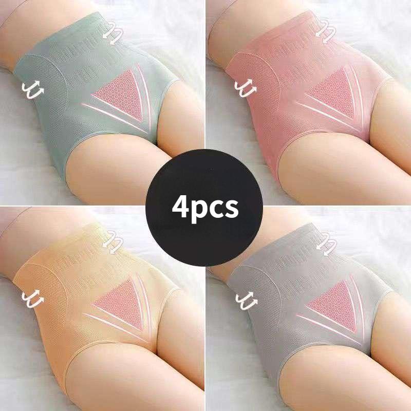 

Женские трусики с высокой талией, 4 упаковки, графеновые трусики с высокой талией на животе, женский корсет для моделирования бедер, большой размер, прозрачный XL