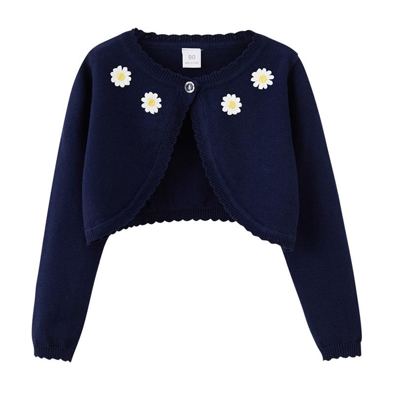 Pure Cotton A-type Sunflower Children's Shawl Summer Air-conditioning Shirt Girls Knitted Cardigan Jacket