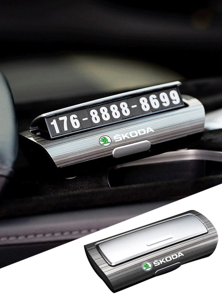 Car Temporary Stop Sign Parking Telephone Number Card Plate For Skoda Octavia Rapid Kodiaq Karoq Fabia Kamiq Superb Accessories agk633