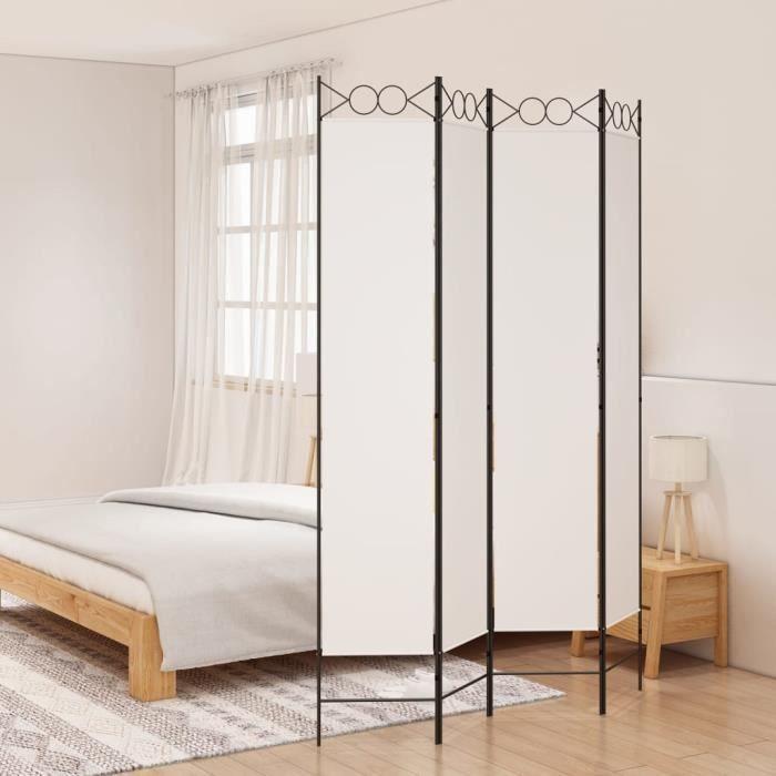 350166 vidaXL Cloison de séparation 4 panneaux Blanc 160x220 cm Tissu