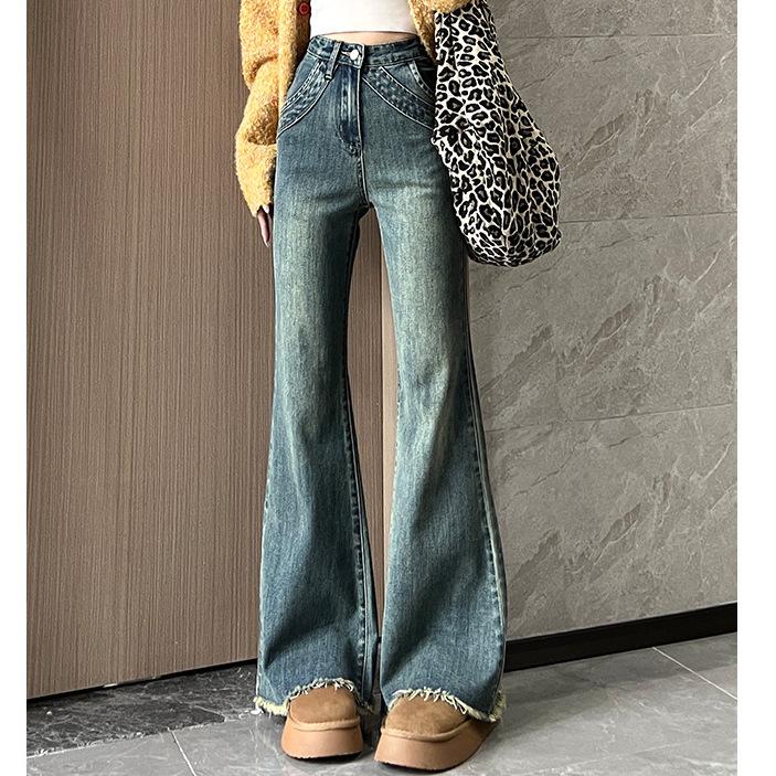 2025 A/W American Retro Petite Women s Slimming Micro Flare Denim Pants M (101-110 lbs)
