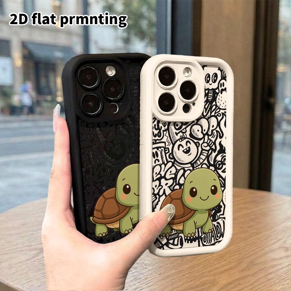 Phone Case: 2D Flat Design Suitable for iPhone 18 17 16 15 14 13 Pro Stepped Protective Case, Little Turtle, Christmas and Halloween Gifts