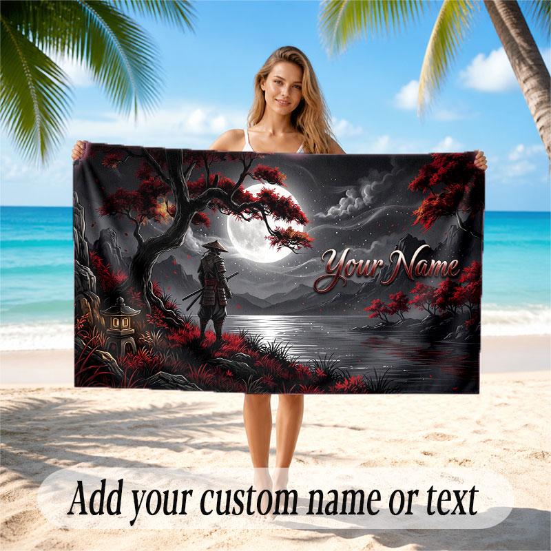 Space Cosmic Theme Soft Beach Towel Personalized Custom Name Text Towel Portable for Beach Pool Travel