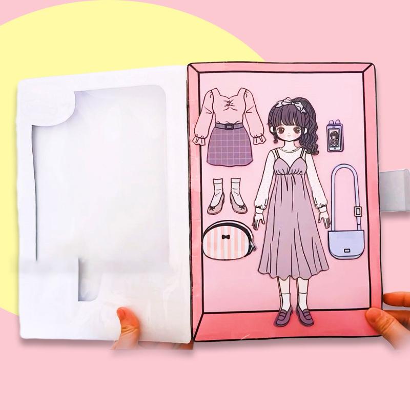 Cute Girls Quiet Book Dress UP Sticker Book Toy DIY Handmade Toys Materials Pack Kid Educational Anti-Stress Toy