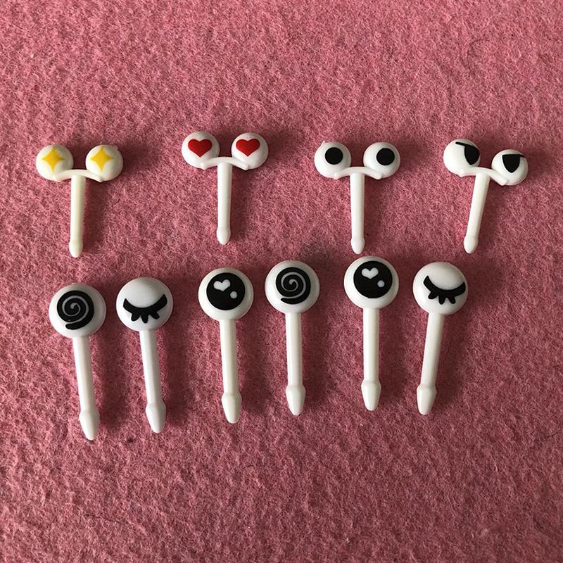10Pcs/Set Skewers Cute Eyes Lunch Bento Box Food Fruit Picks Fork Sticks