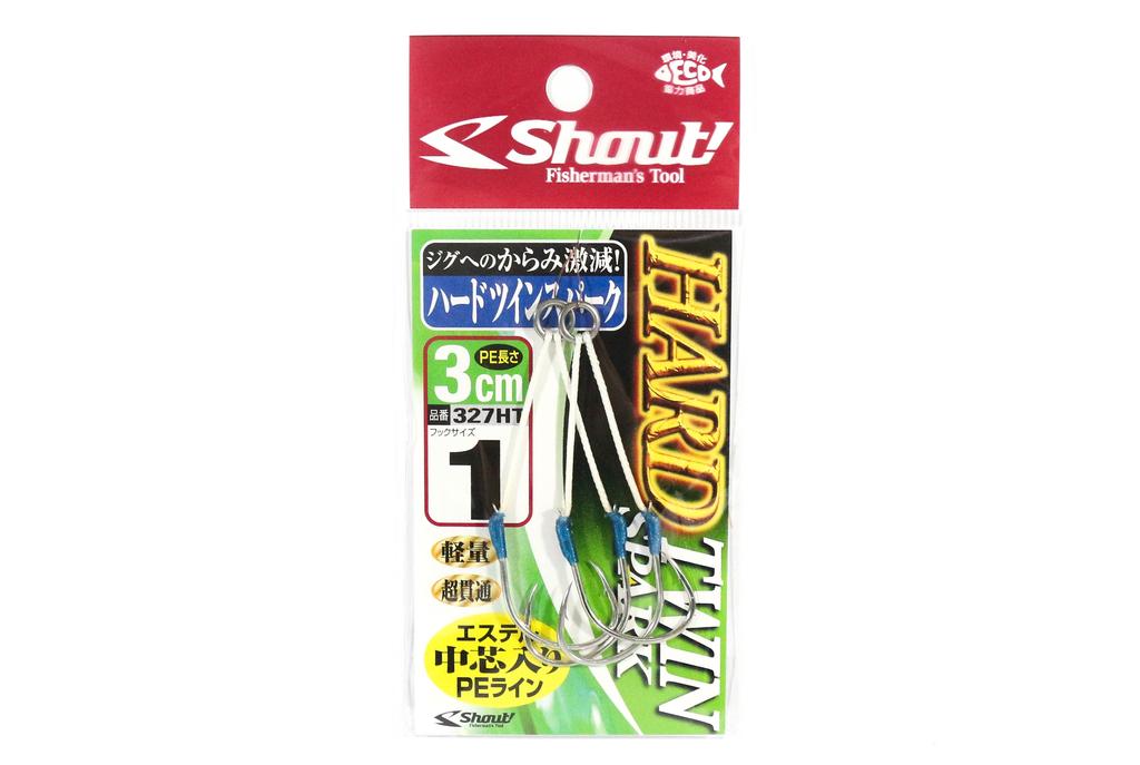 Shout 327-HT Hard Twin Spark Rigged Assist Hooks 3 Cm Size 1 (0421)
