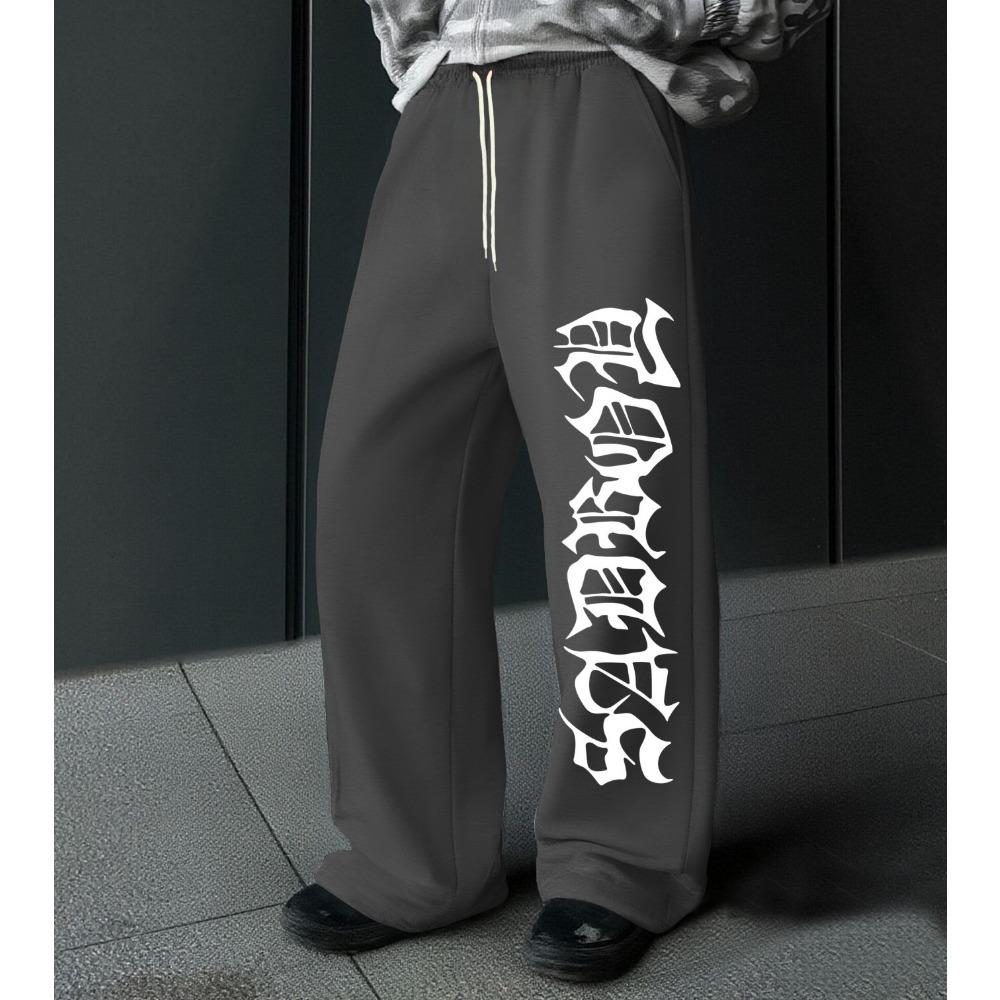 Pantaloni Jogger da Uomo e Donna con Stampa a Lettere Casual Vestibilità Larga Vita con Coulisse Nero Primavera Estate Vestibilità Perfetta