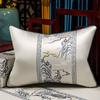 New Chinese-style Throw Pillows with Bird and Flower Embroidery Redwood Sofa Cushion Cover Large Cushion for Living Room Bed