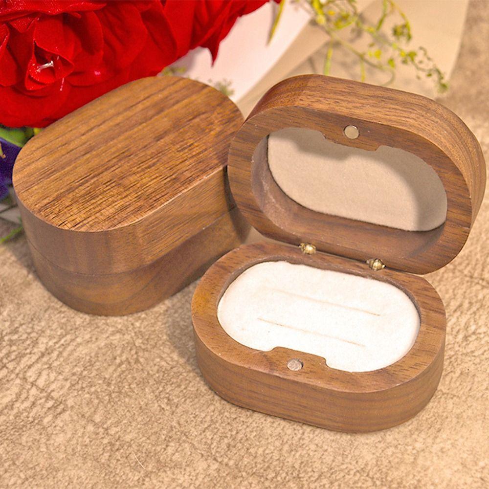 Wooden Wedding Ring Box Double Slots Ring Display Box Jewelry Storage Show Case Wedding Ceremony