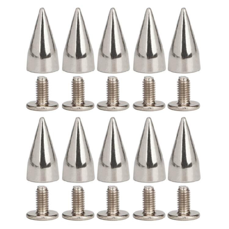 Clous à pointes Rivets Métal Argenté Rivets Décoratifs Punk, 10 Pièces Rivets Pointus à Visser Boucles Bouton Gothique pour Artisanat DIY