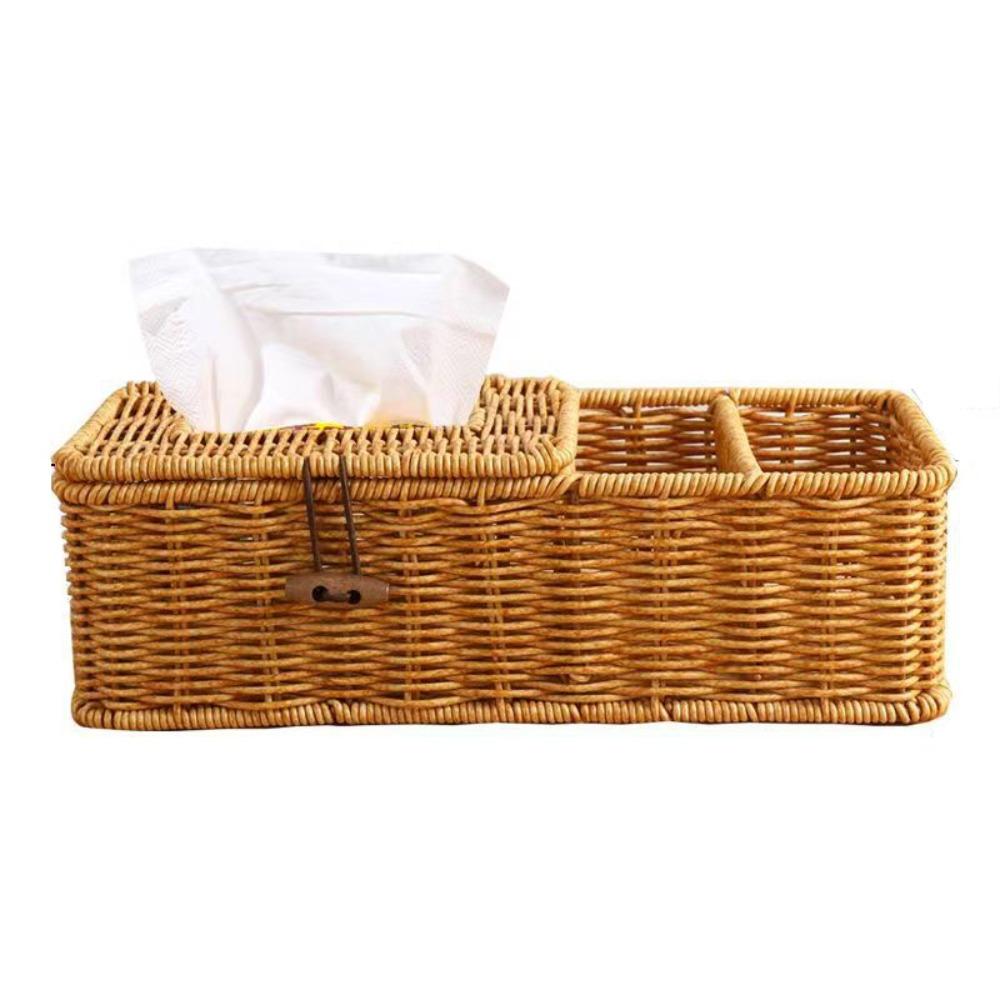

Multifunctional Imitation Vine Tissue Box Vintage Remote Control Storage Box Cafe Tissue Box