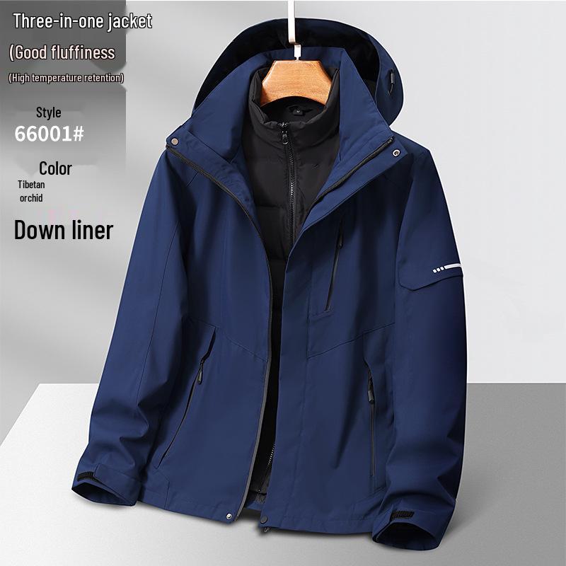 

Съемная зимняя парка 3-в-1: 90% пух белой утки, альпинистский костюм с логотипом на заказ 2XL темно-синий