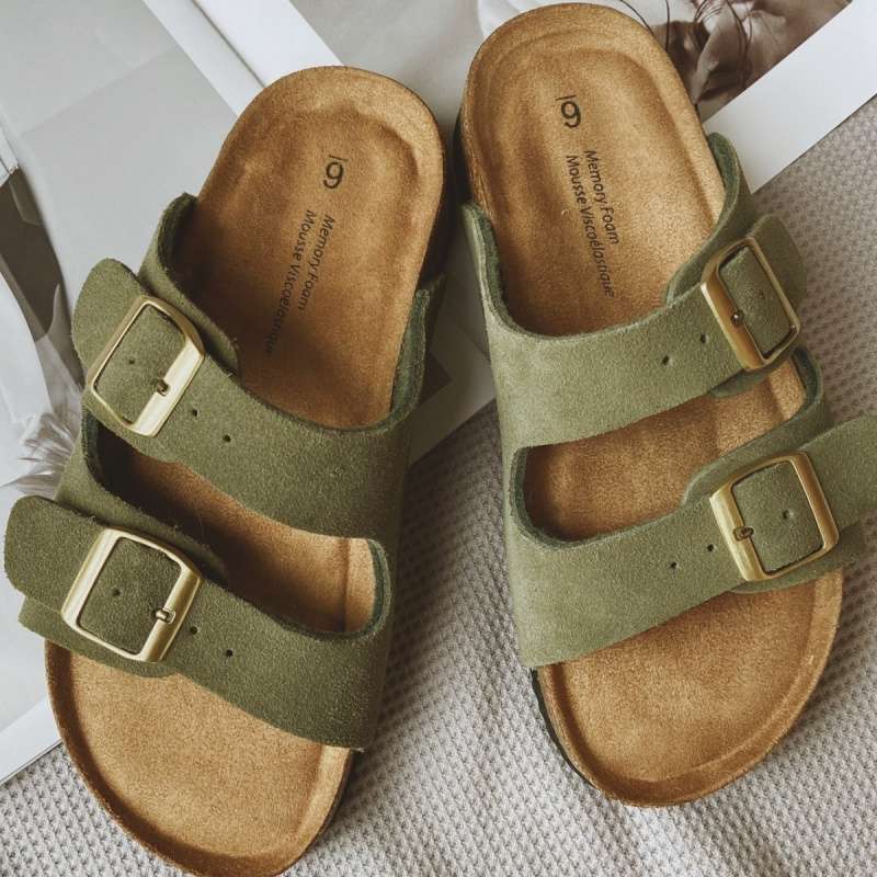 Foreign Trade Export Cowhide Birkencool Slippers Women's Summer Korean Version Niche Retro Flat-bottomed Casual Lazy Slippers