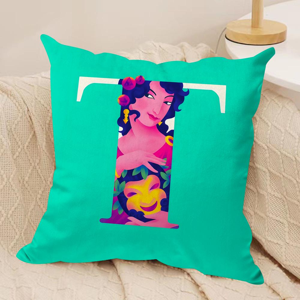 Interesting Letters Cushion Cover Soft Plush Fabric DoubleSided Printed Sofa Cushion Cover for All Seasons Home Decor Gift