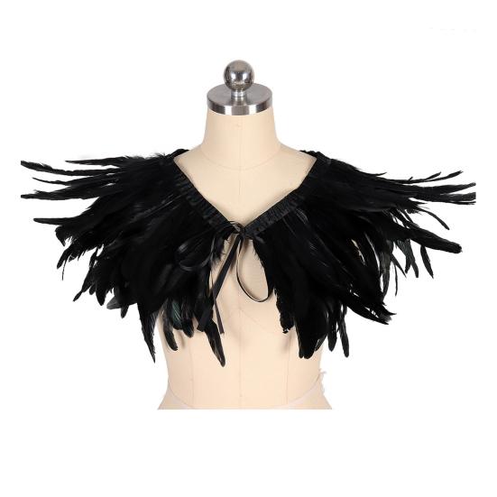 Feather Shawl Bright Color Halloween Parties Cloak Wear As Skirt or Shawl Gothic Style Shawl with Lace-Up Ribbon Costume Accessory