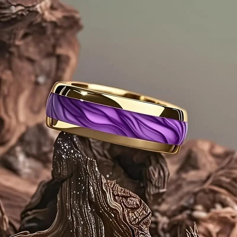 with Red Abalone Shell Inlay Rings Fashion 8mm Black Men Stainless Steel Ring for Men Wedding Band Jewelry Drop Shipping