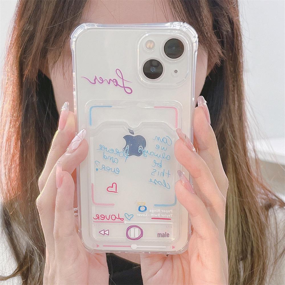 English Music Graffiti XR Apple 15 Phone Case for iPhone 11/12 Pro/13 XS Max with Card Slot