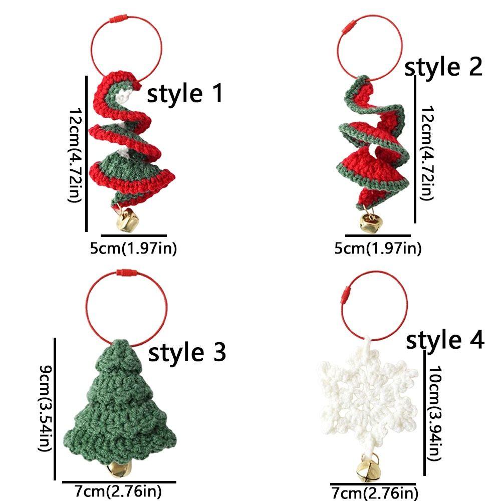 Yarn Weaving Christmas Hanging Ornament Handmade Knitted Cartoon Christmas Tree Bell Snowflake Bell Xmas Tree Pendant