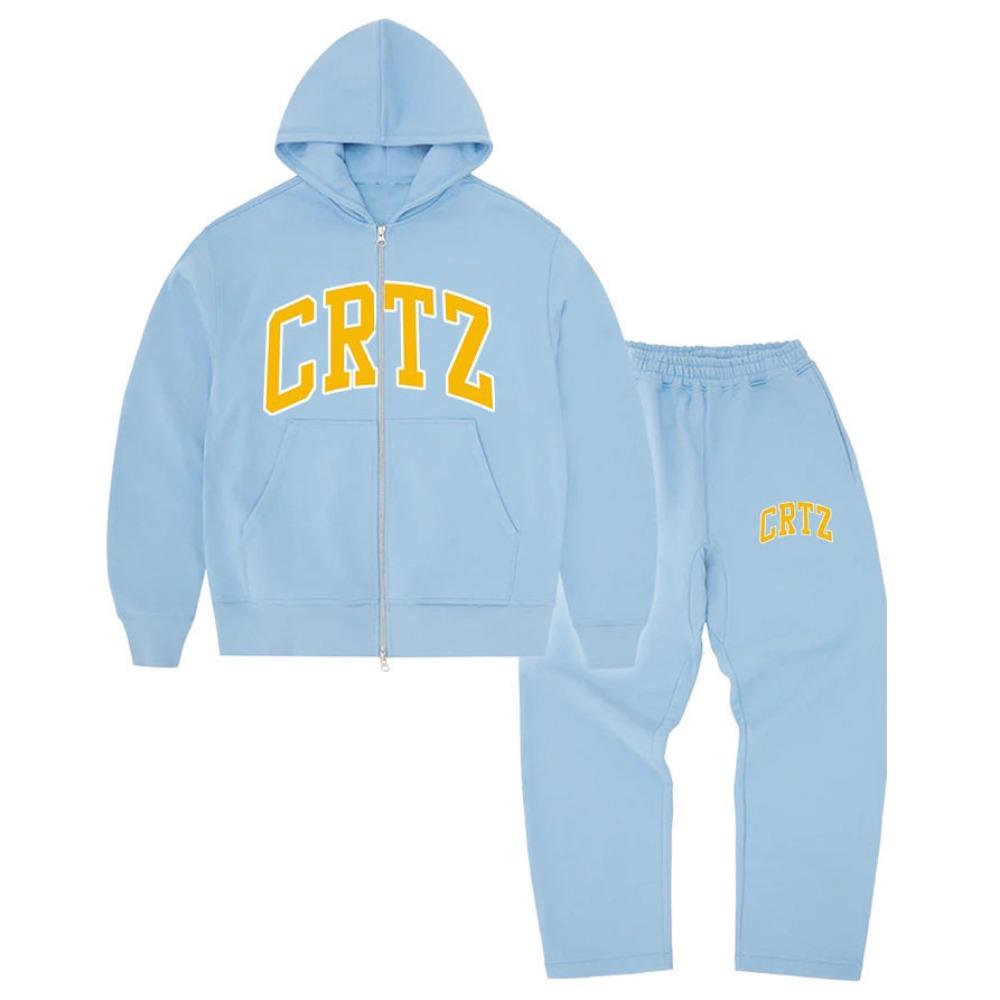 Leisure and Versatile Devil Island Corteiz CRTZ Fashion Set Simple Zipper Hoodie Street Trendy Brand Flat Pants