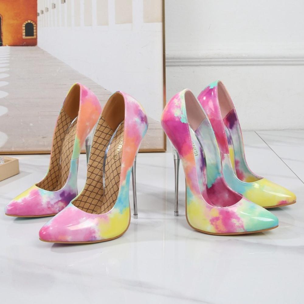 Women Big Size Hand Painted Graffiti Pointed Toe Stiletto Pumps Art Pattern Fashion Nightclub Party High Heels WZ-A16-35