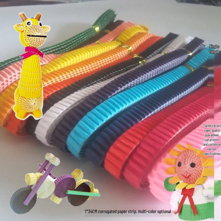 Цветные полоски гофрированной бумаги для детских поделок своими руками, упаковка из 34 штук Black