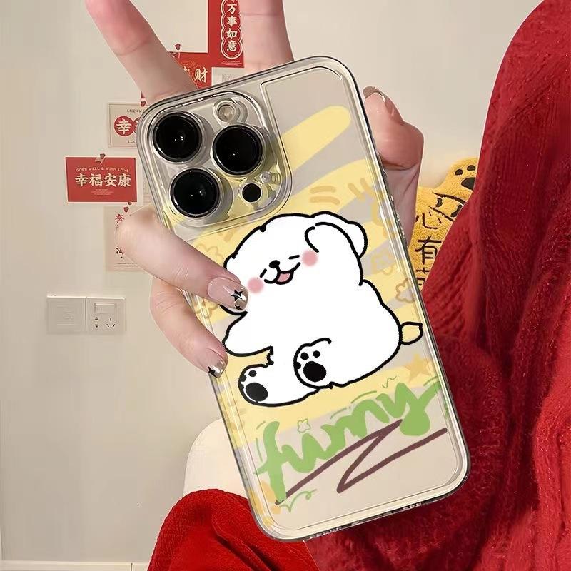 Touch Your Face, Bichon Is Suitable for Apple 16Promax Mobile Phone Case Xsmax Transparent 13/14 All-inclusive 12Pro Soft 78p.