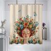 1Pc Beautiful Girl Print Waterproof Shower Curtain Bathe Curtain Partition Multi Size 12 Hooks Easy Installation Protect Privacy