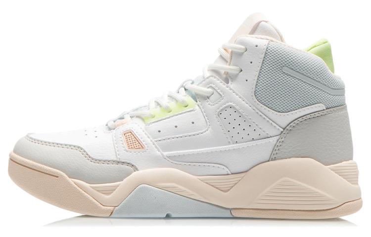 Li Ning Cushioning Slip Resistant Abrasion Resistant Breathable Lightweight Mid top Vintage Basketball Shoes Women's AGBR084-1