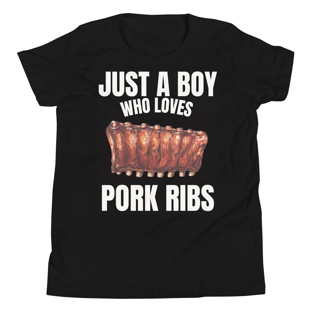Just A Boy Who Loves Pork Ribs Spare rib Food Lover Youth Short Sleeve T-Shirt